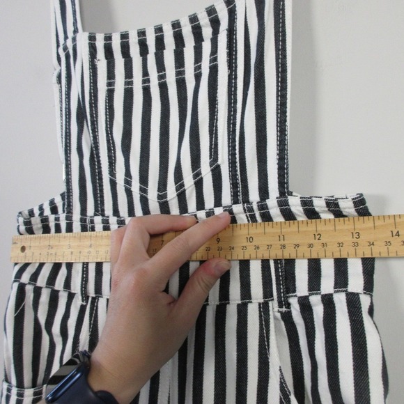 Ochirly Striped Overalls Jumpsuit Women S Black White Wide Leg Goth Grunge 512 - Picture 4 of 12